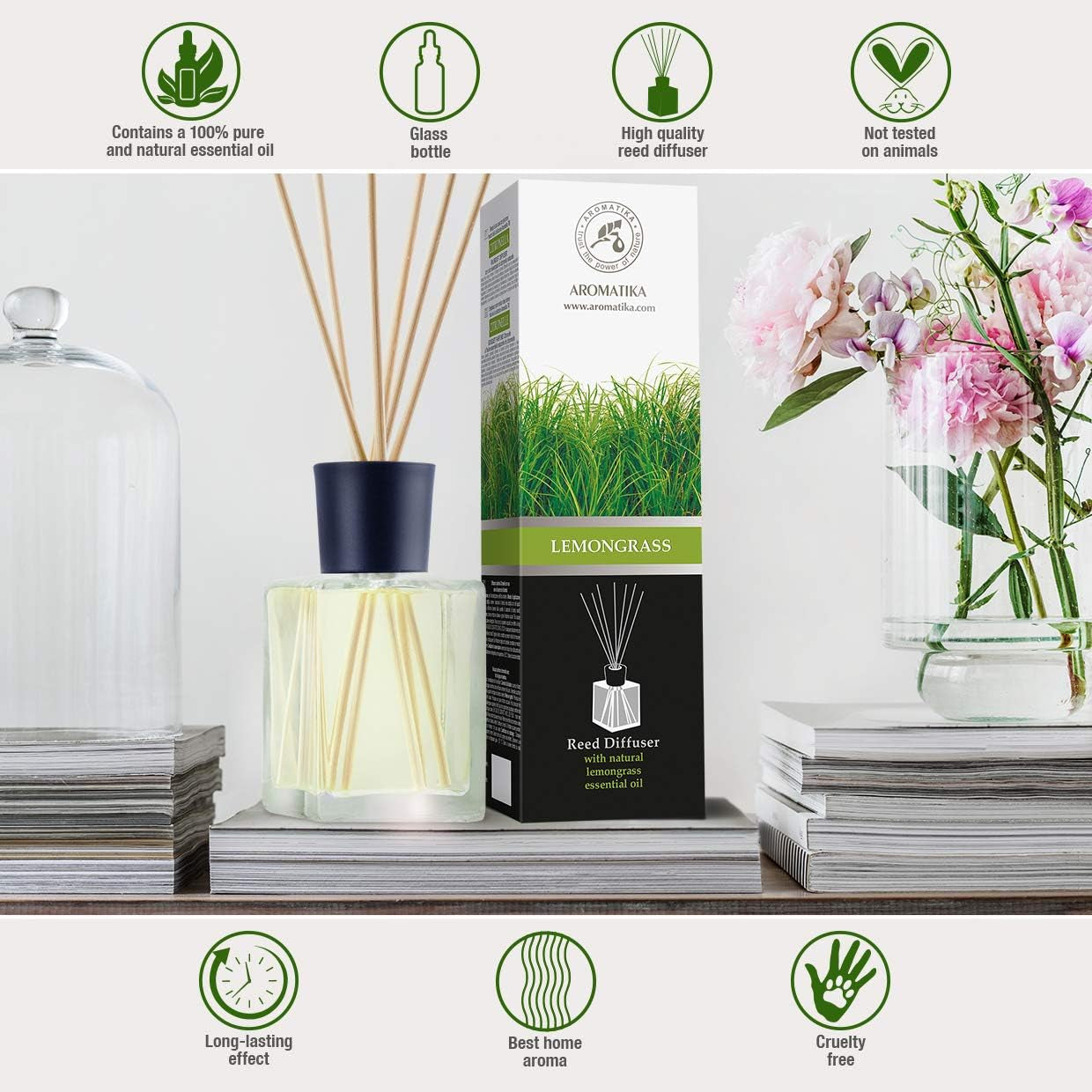 πΏ Lemongrass Reed Diffuser with Natural Essential Oil β 500ml