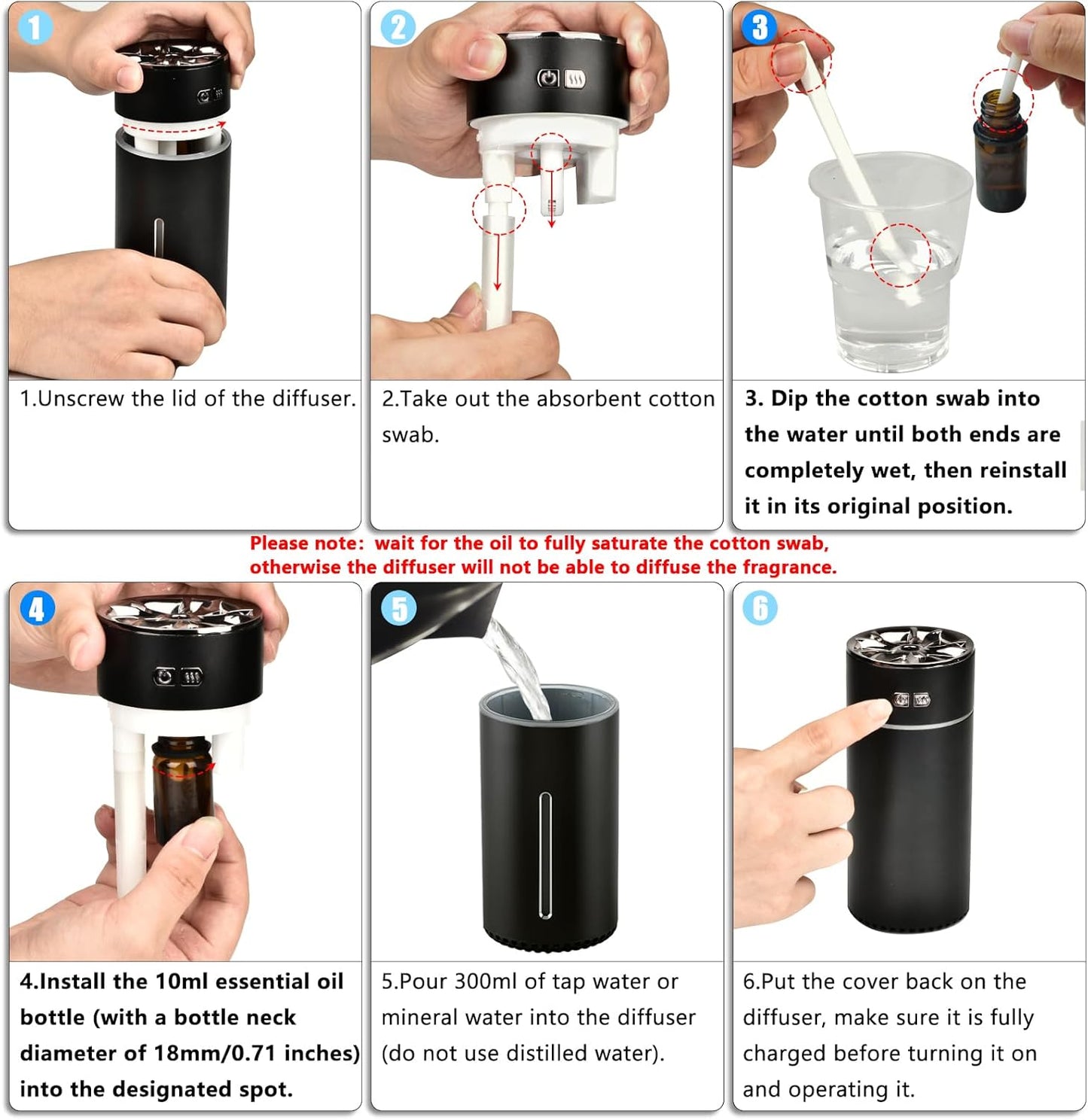 π Holwim Waterless Car Diffuser β 300ml Dual Nozzle, Battery Powered, Smart Aromatherapy with LED Lights β Black