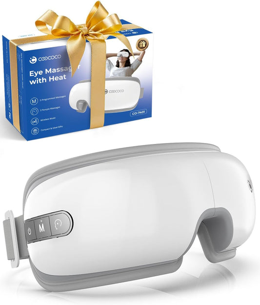 CooCoCo Heated Eye Mask – Rechargeable Electric Eye Care Device (White)