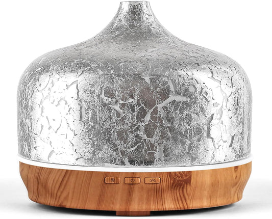 500ml Silver Plated Glass Essential Oil Diffuser – Ultrasonic Aromatherapy Humidifier