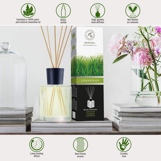 🌿 Lemongrass Reed Diffuser with Natural Essential Oil – 500ml