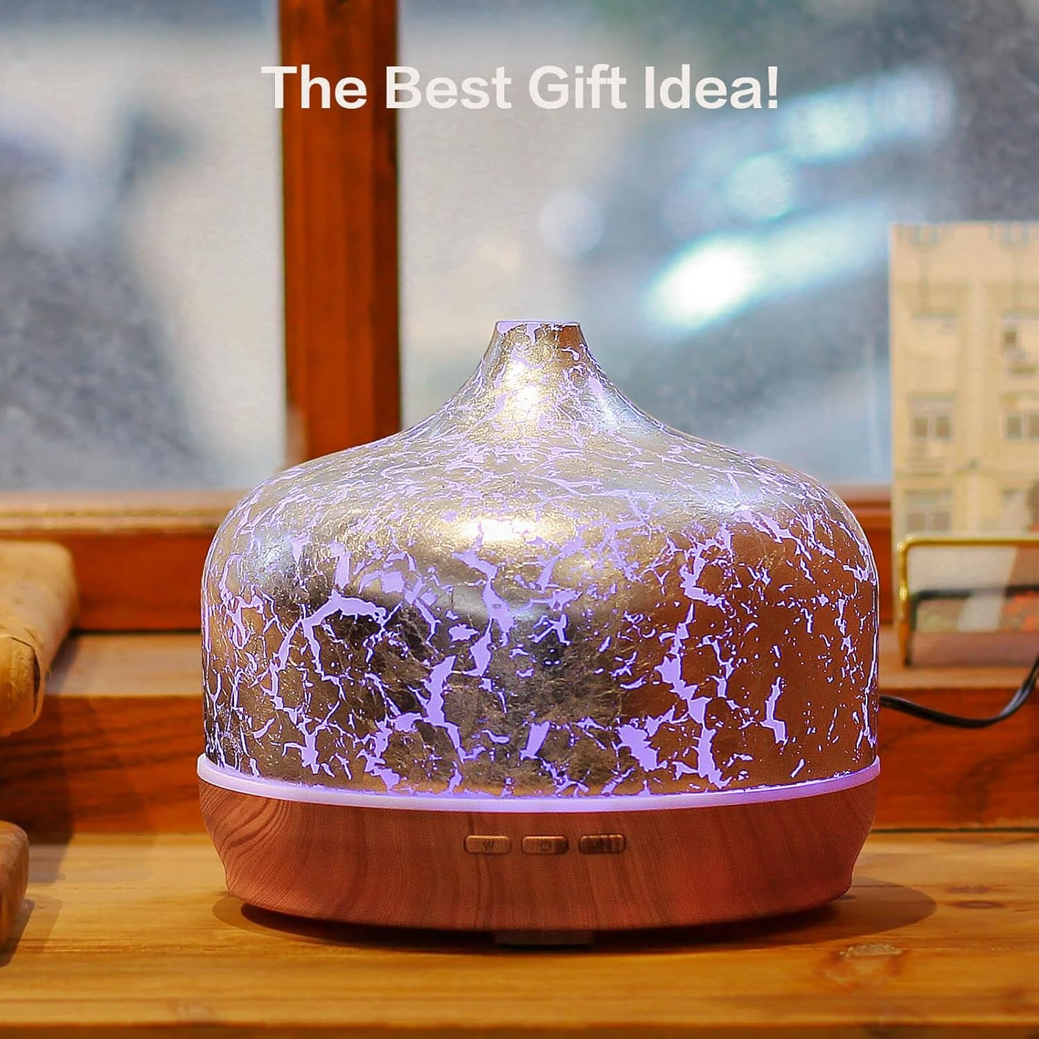 500ml Silver Plated Glass Essential Oil Diffuser – Ultrasonic Aromatherapy Humidifier