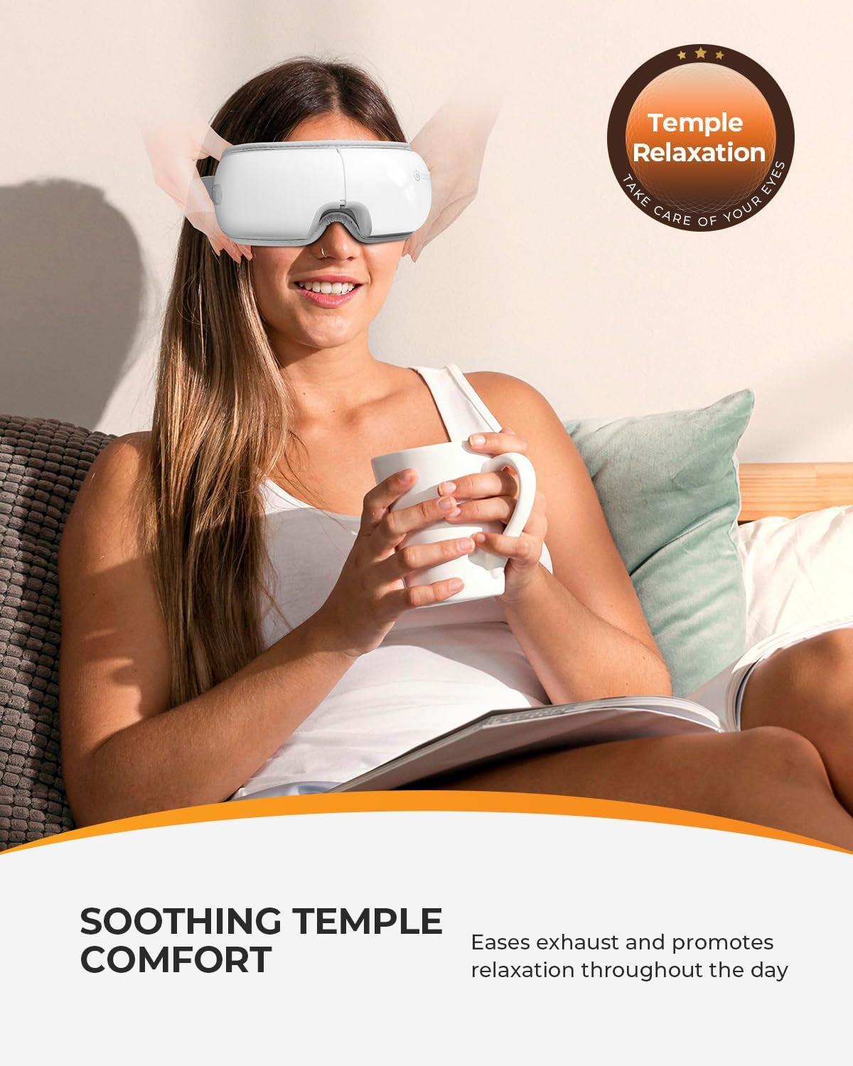 CooCoCo Heated Eye Mask – Rechargeable Electric Eye Care Device (White)
