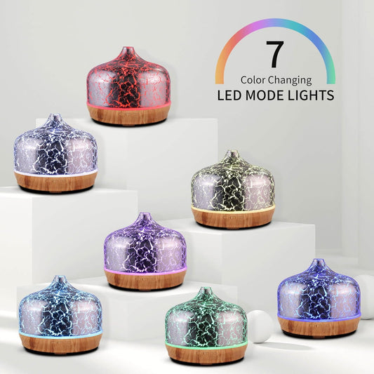500ml Silver Plated Glass Essential Oil Diffuser – Ultrasonic Aromatherapy Humidifier